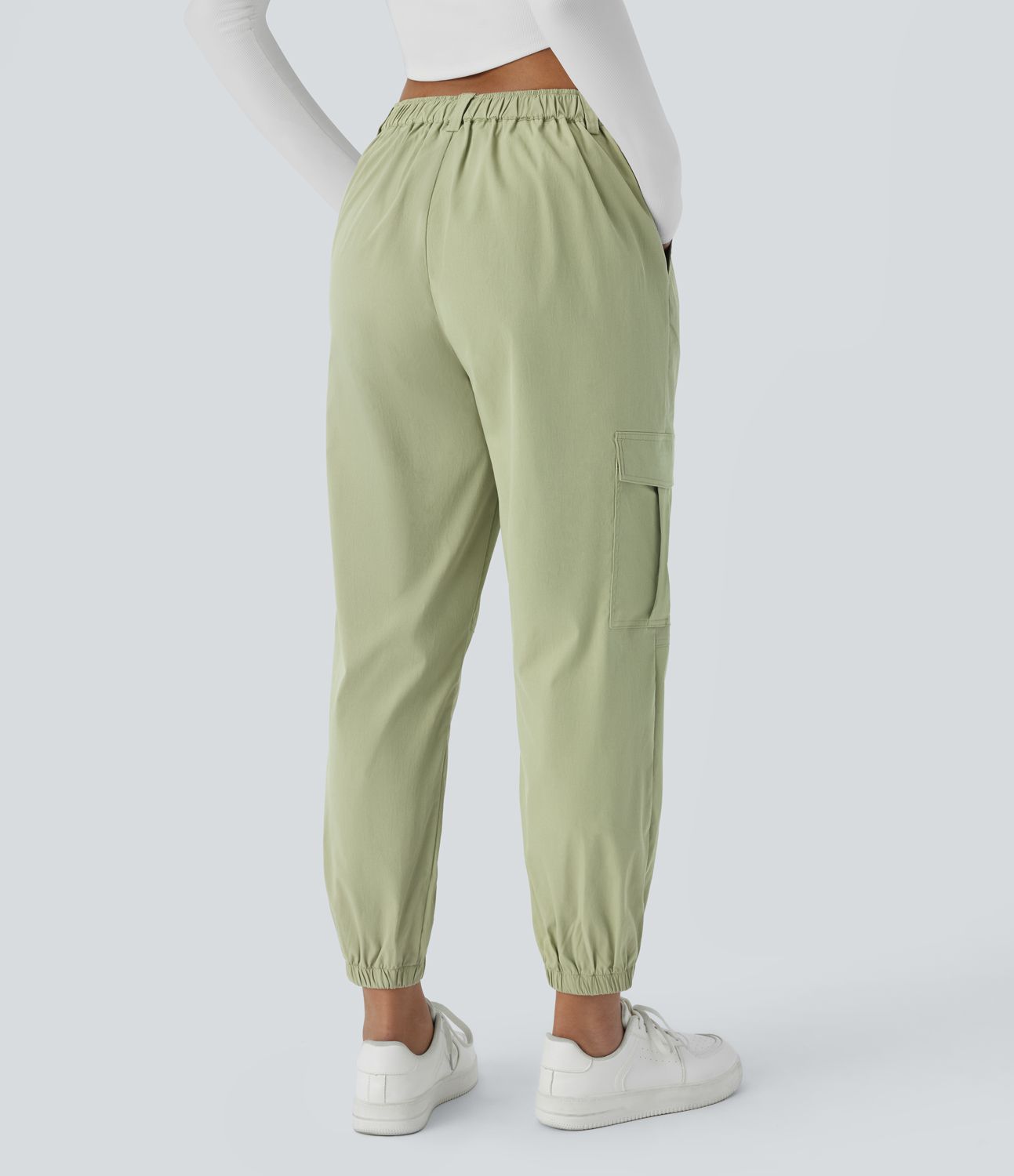 Joggers cargo múltiple bolsillo tiro medio botón cremallera
