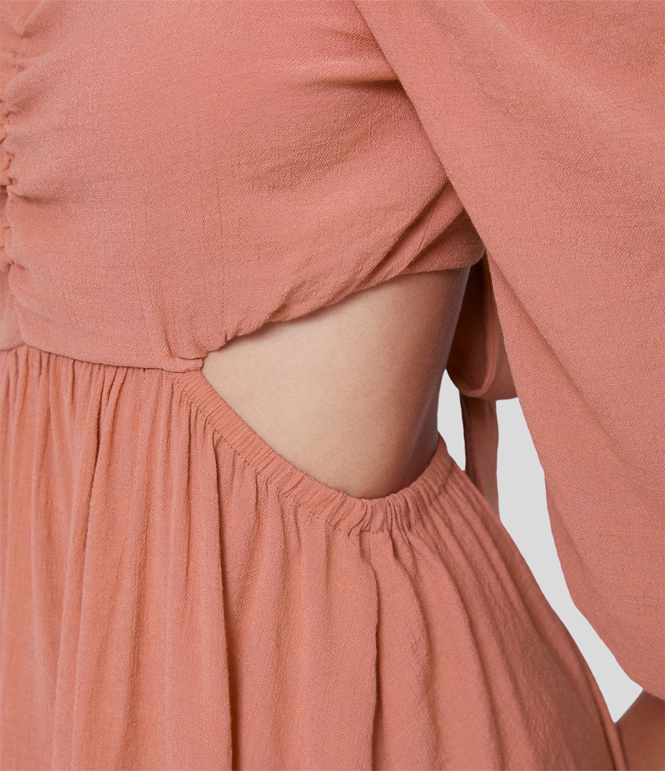 Minivestido casual escote corazón manga abullonada Cut Out sin espalda con tirantes plisado fluido