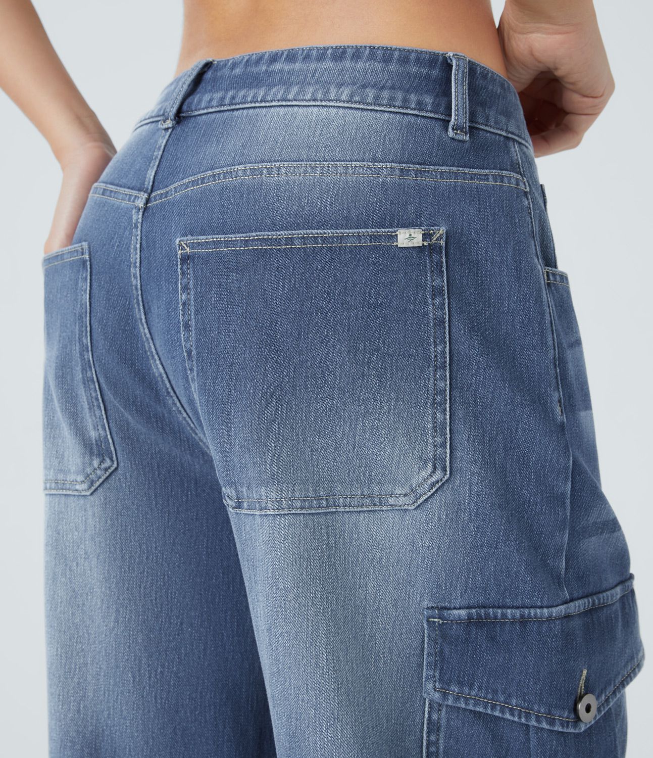 Halara Flex™ Low Waist Multiple Pocket Stretch Knit Casual Wide Cargo Jeans