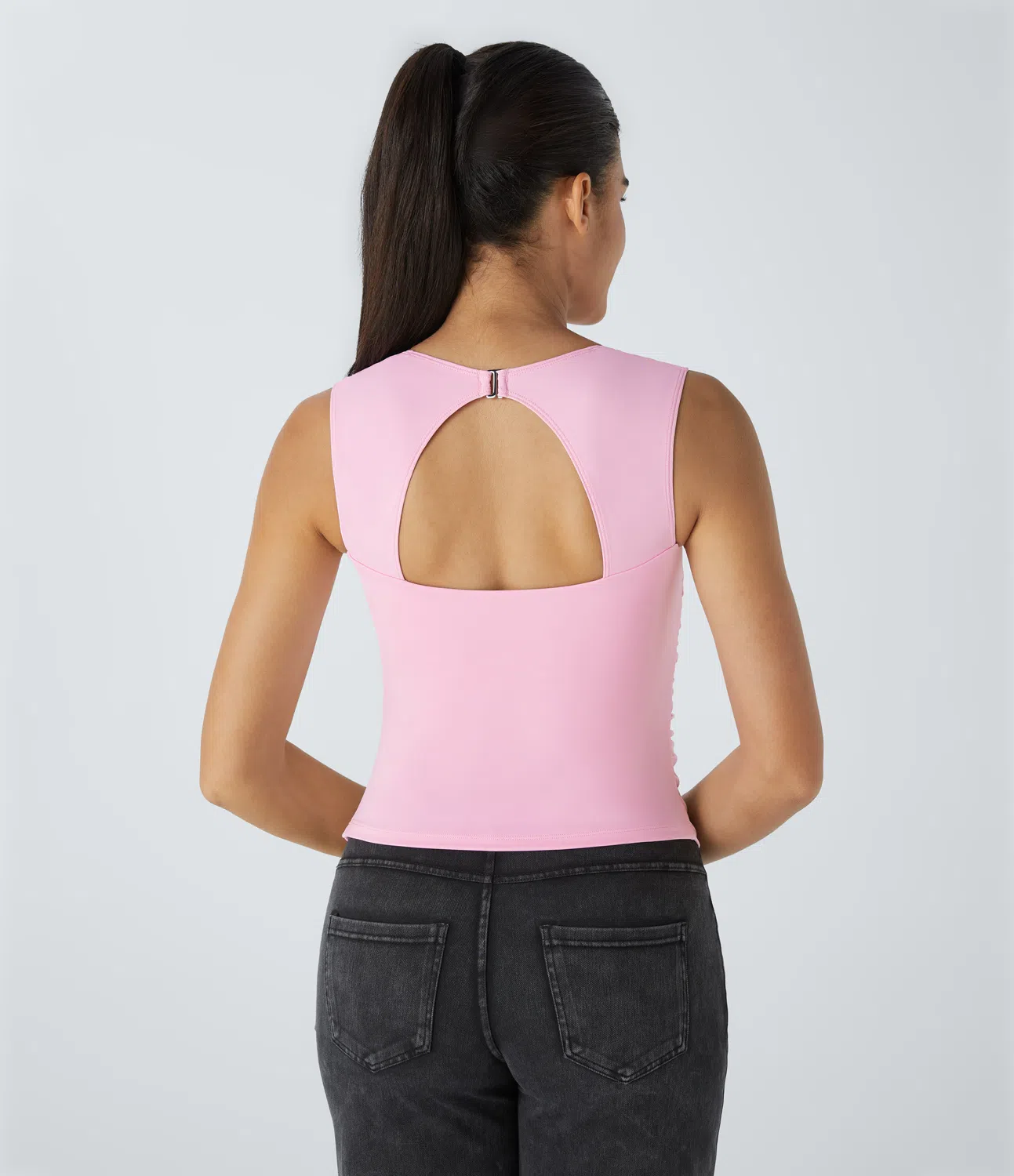 Softlyzero™ Airy Square Neck Backless Ruched Decor Cool Touch Casual Tank Top