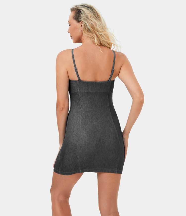 Halara Flex™ Adjustable & Removable Strap Backless Bodycon Stretchy Knit Denim Mini Casual Dress