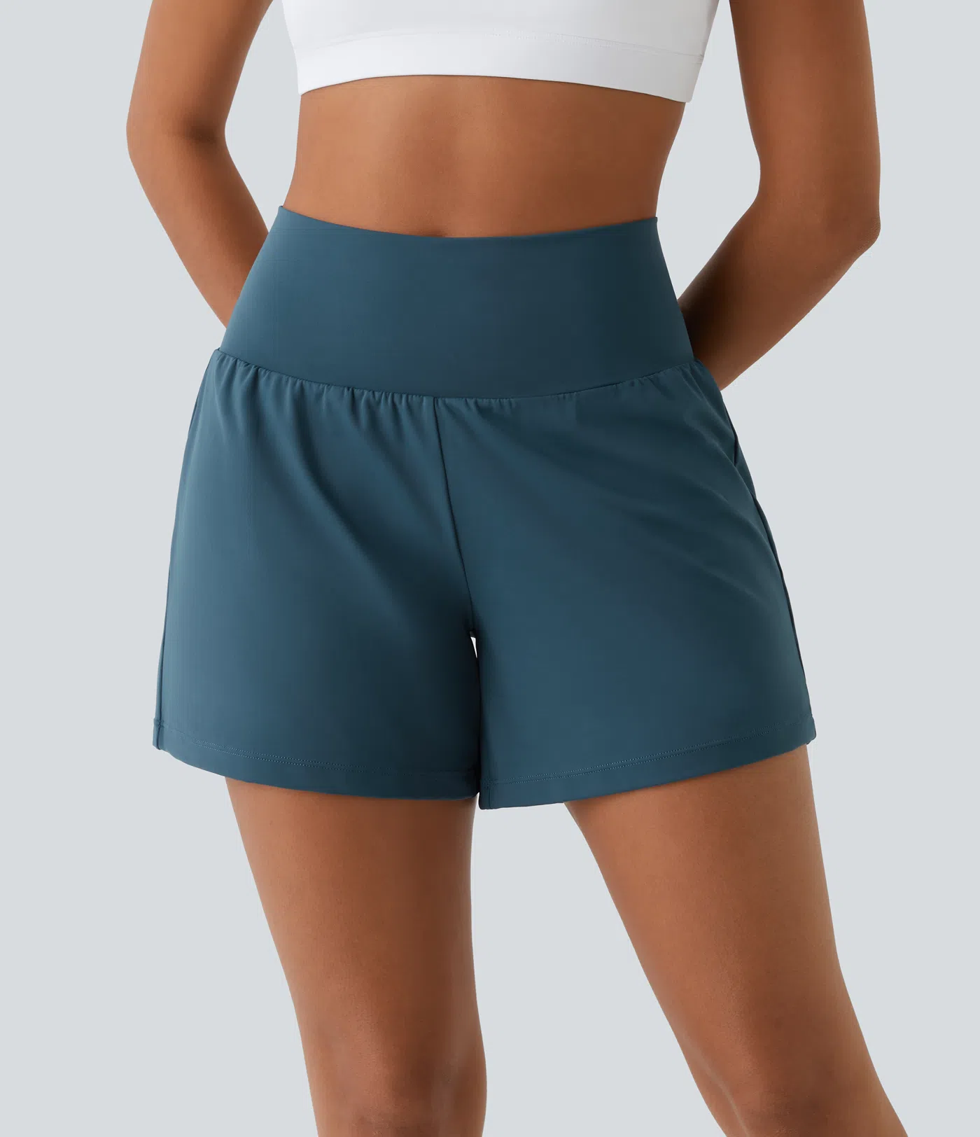 Super hoch taillierte 2-in-1-Yoga-Shorts mit Gesäßtasche und Seitentasche-längere Länge Super hoch taillierte 2-in-1-Yoga-Shorts mit Gesäßtasche und Seitentasche-längere Länge