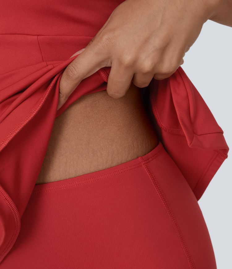 Zipper Racerback Split Side Pocket 2-Piece Mini Tennis Active Dress