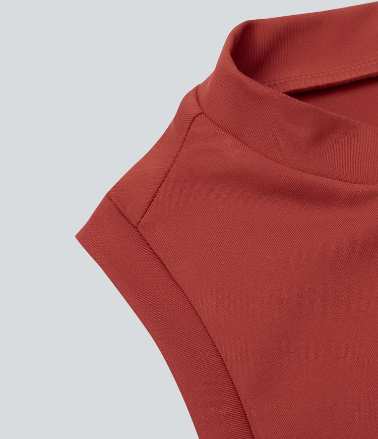 Zipper Racerback Split Side Pocket 2-Piece Mini Tennis Active Dress