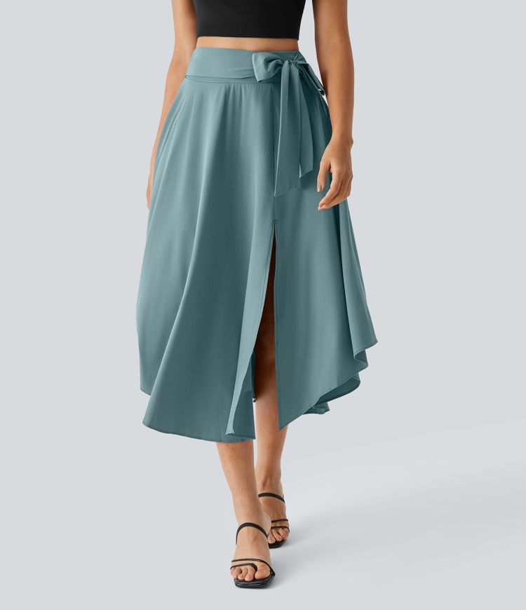 Breezeful™ Fließender 2-in-1 Midirock mit hohem Bund, seitlichem Schlitz und abgerundetem Saum - schnelltrocknend