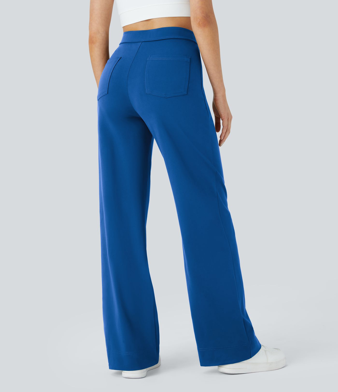 High Waisted with Pockets Straight Leg Stretchy Casual Pants