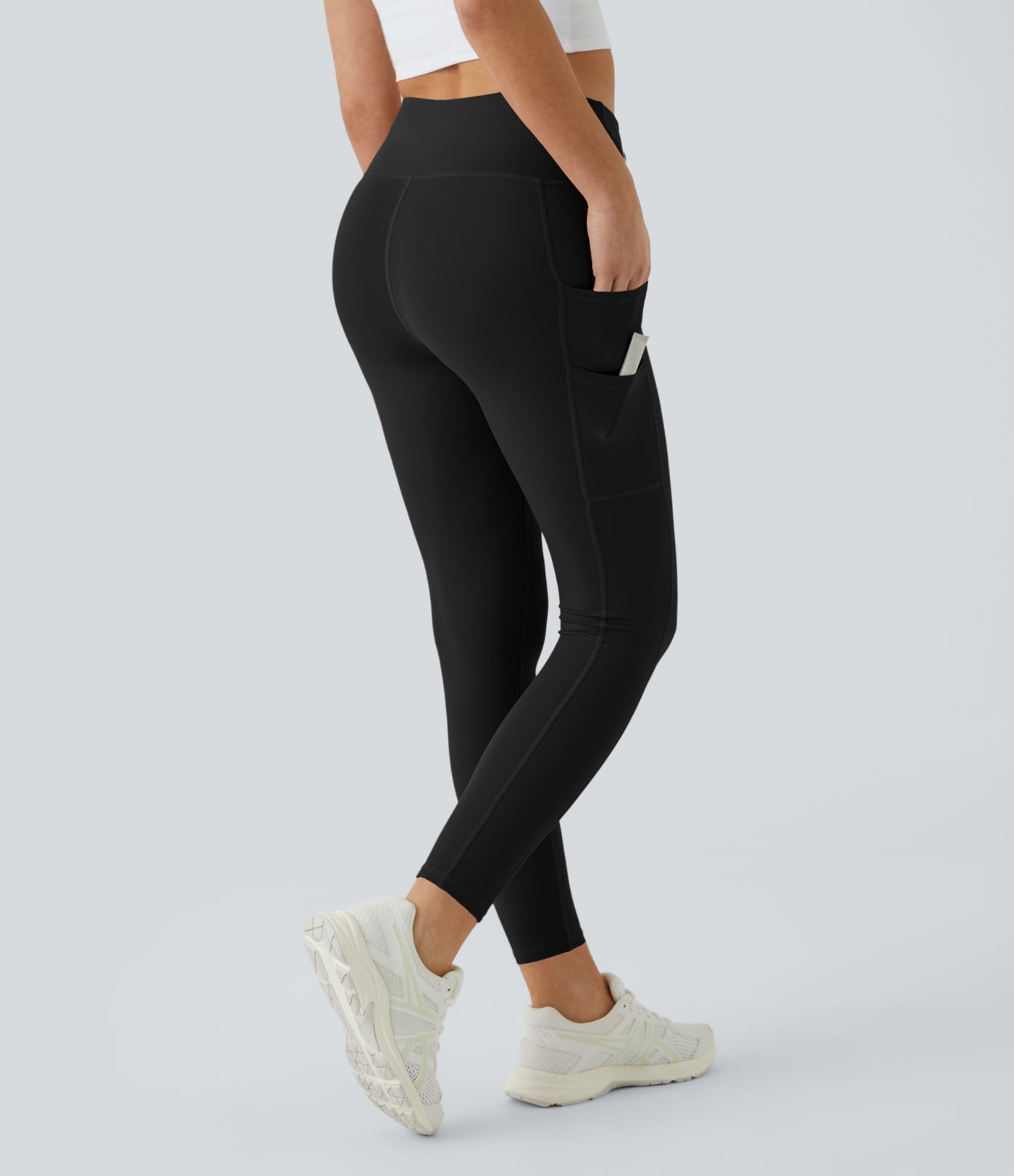 Leggings SoftlyZero™ Taille Haute à Double Poches Unies-Protection UV50+