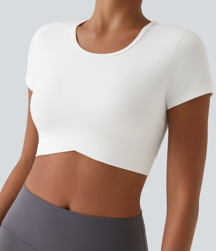 Softlyzero™ Plush Crossover Hem Cropped Sports Top
