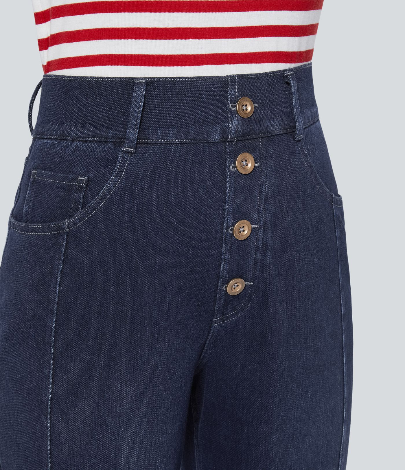 Halara Flex™ high waist decorative button multiple pocket straight leg stretchy knit casual boyfriend jeans