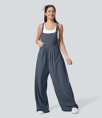 Pockets Waffle Casual Overalls