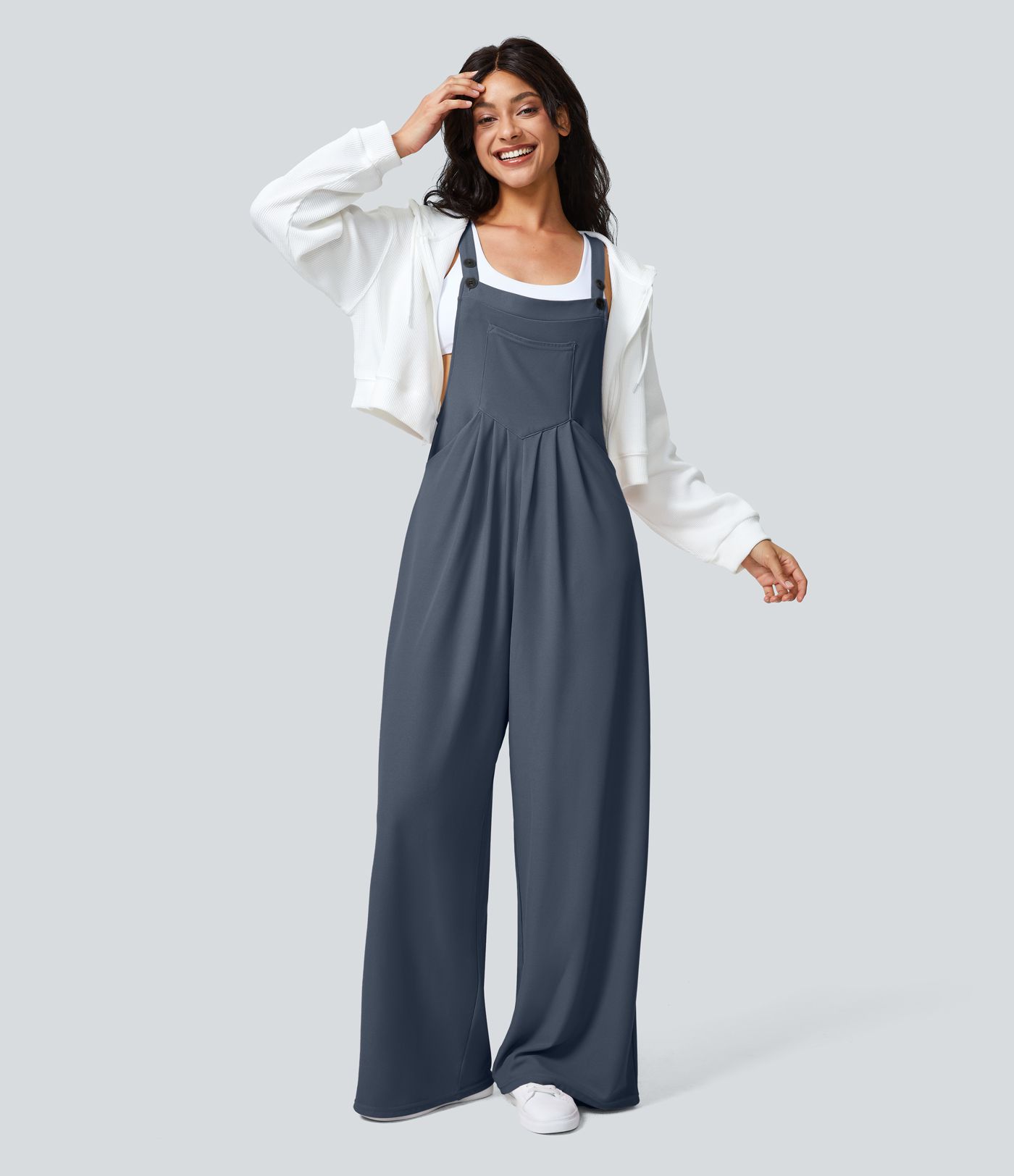 Pockets Waffle Casual Overalls