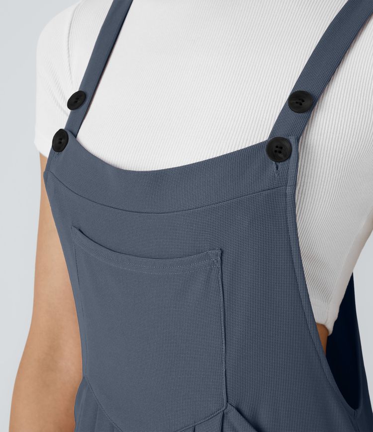 Pockets Waffle Casual Overalls