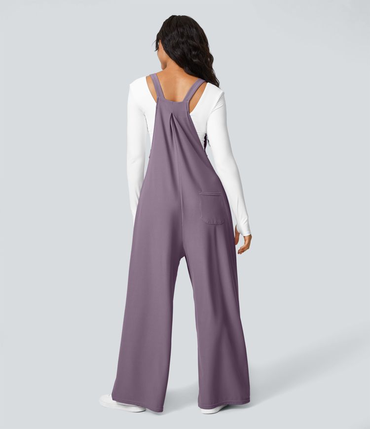 Pockets Waffle Casual Overalls