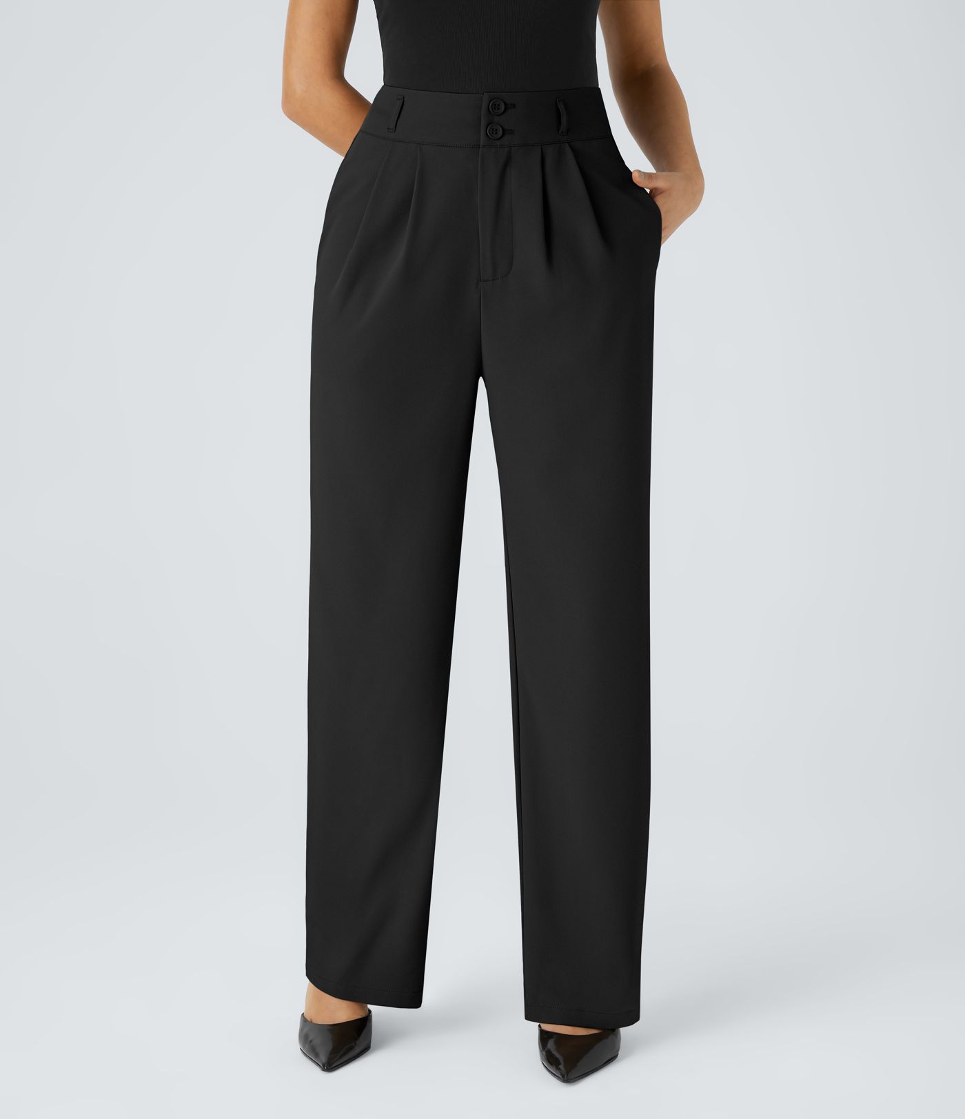 Halara Flex™ High Waisted Zipper Pocket Shirred Straight Leg Work Pants