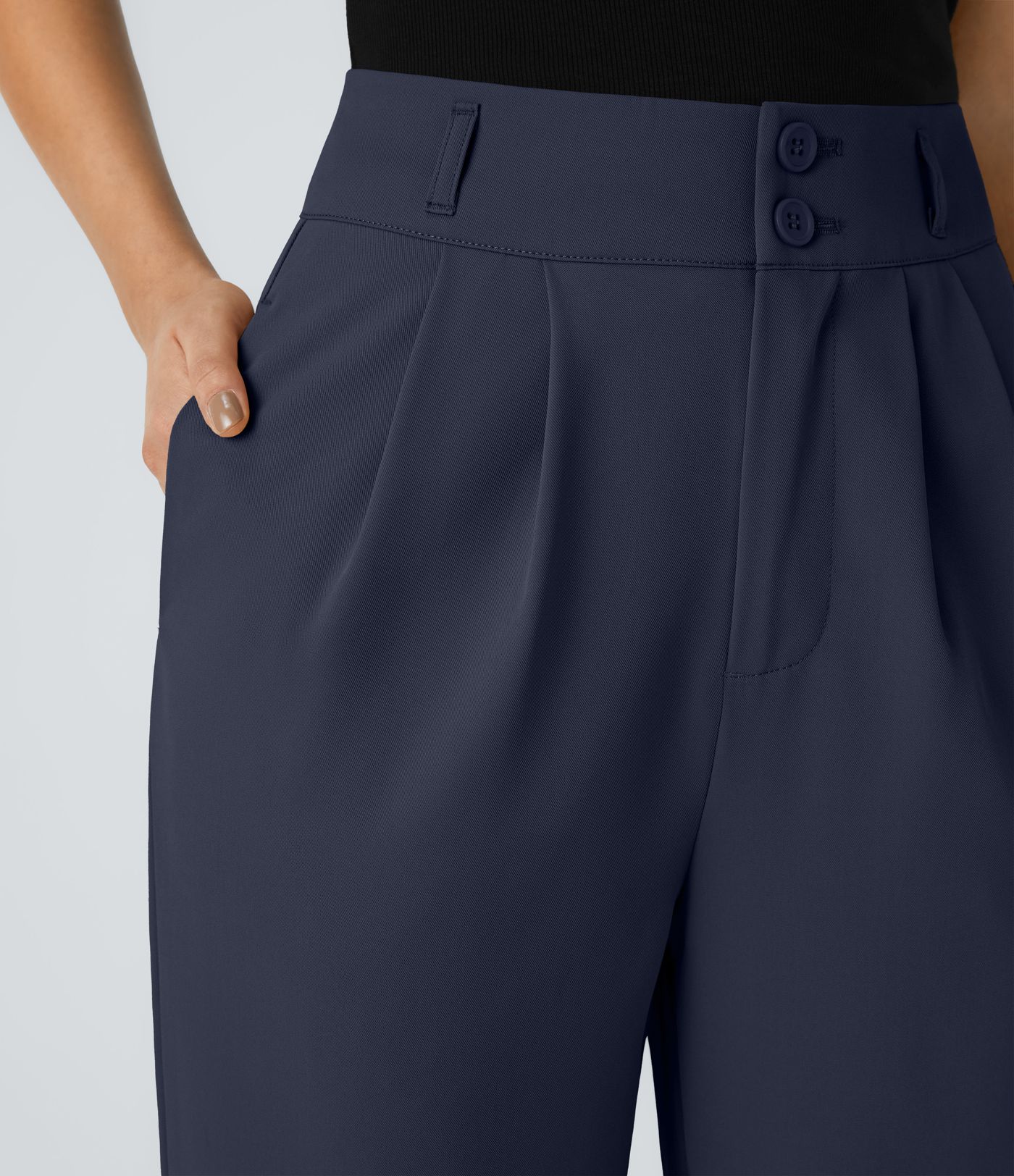 Halara Flex™ High Waisted Zipper Pocket Shirred Straight Leg Work Trousers