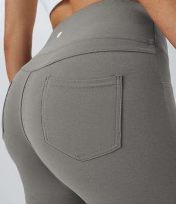 Korkeavyötäröiset Taskuilla Varustetut Levenevät Jooga-Legginsit