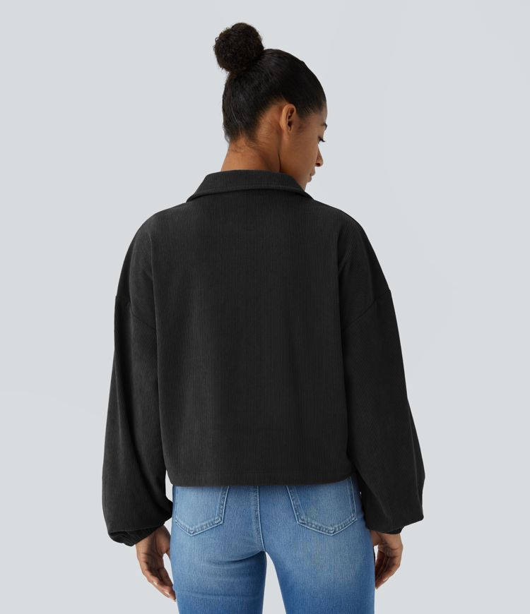 Veste décontractée en Velours Côtelé avec Poche et Manches Longues