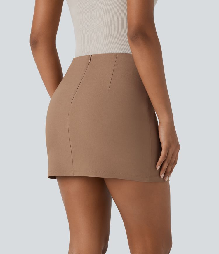 Freizeit-Minirock in A-Linie mit hohem Bund und unsichtbarem Reißverschluss