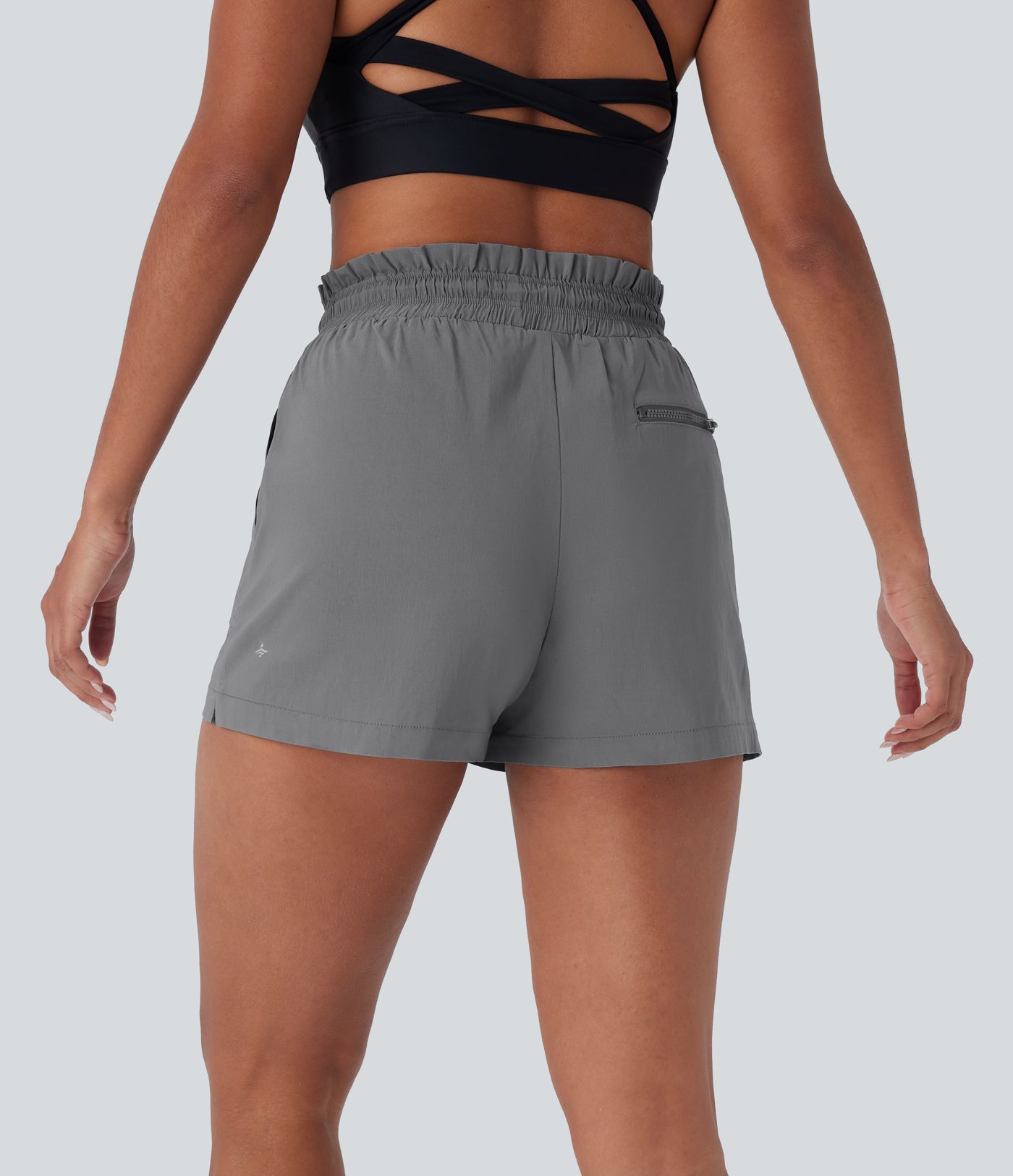 Pantalones cortos de running de cintura alta con bolsillos y cordón