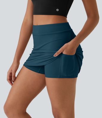 Everyday High Waisted Side Pocket 2-in-1 Micro Mini Golf Skirt-Clarity