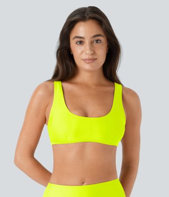 Top Maillot de Bain Bikini Uni Encolure en U