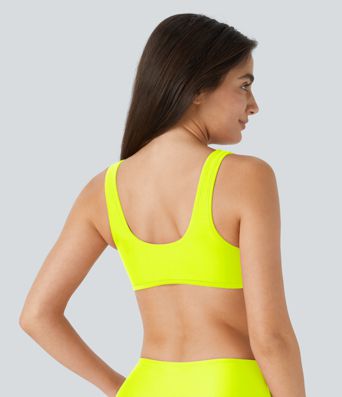 Top Maillot de Bain Bikini Uni Encolure en U