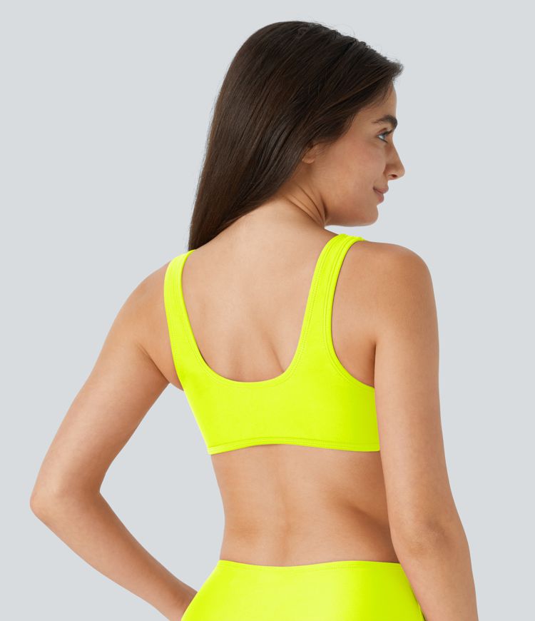 Top Maillot de Bain Bikini Uni Encolure en U