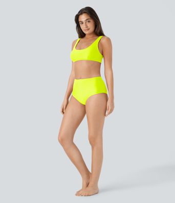 Top Maillot de Bain Bikini Uni Encolure en U