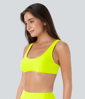 Top Maillot de Bain Bikini Uni Encolure en U