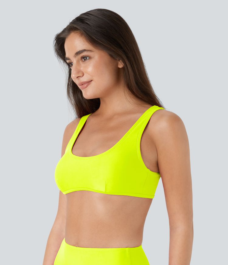 Top Maillot de Bain Bikini Uni Encolure en U