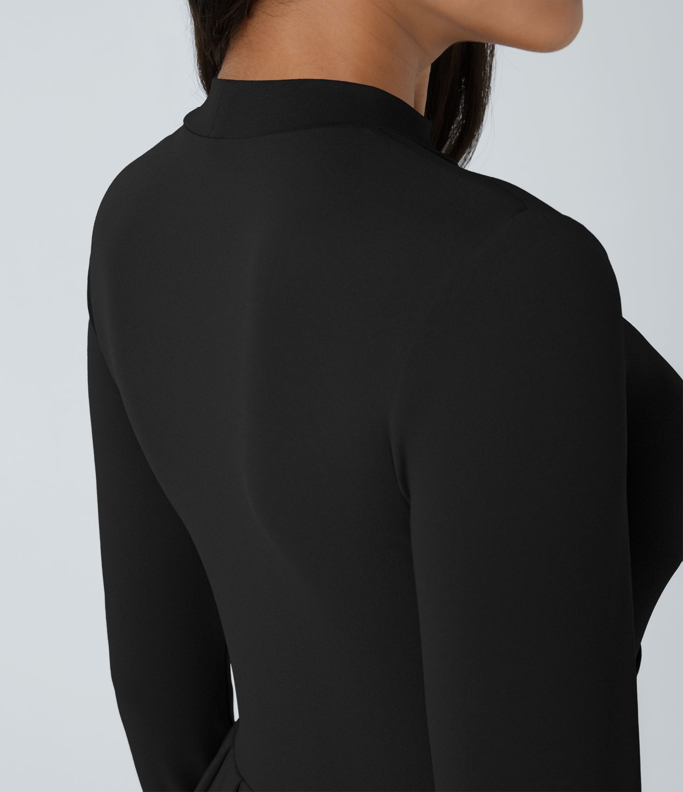 Stand collar long sleeve side pocket flare maxi casual dress