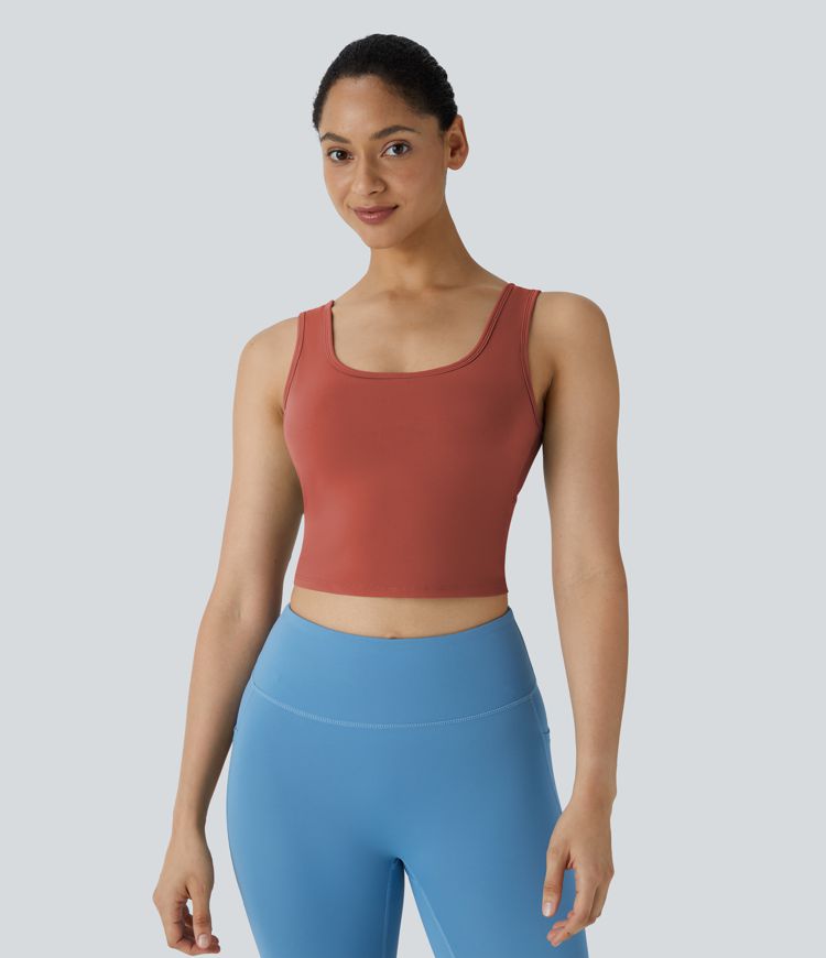 Rückenfreies Crossover-Tanz-Tanktop mit U-Ausschnitt - A-C Cups