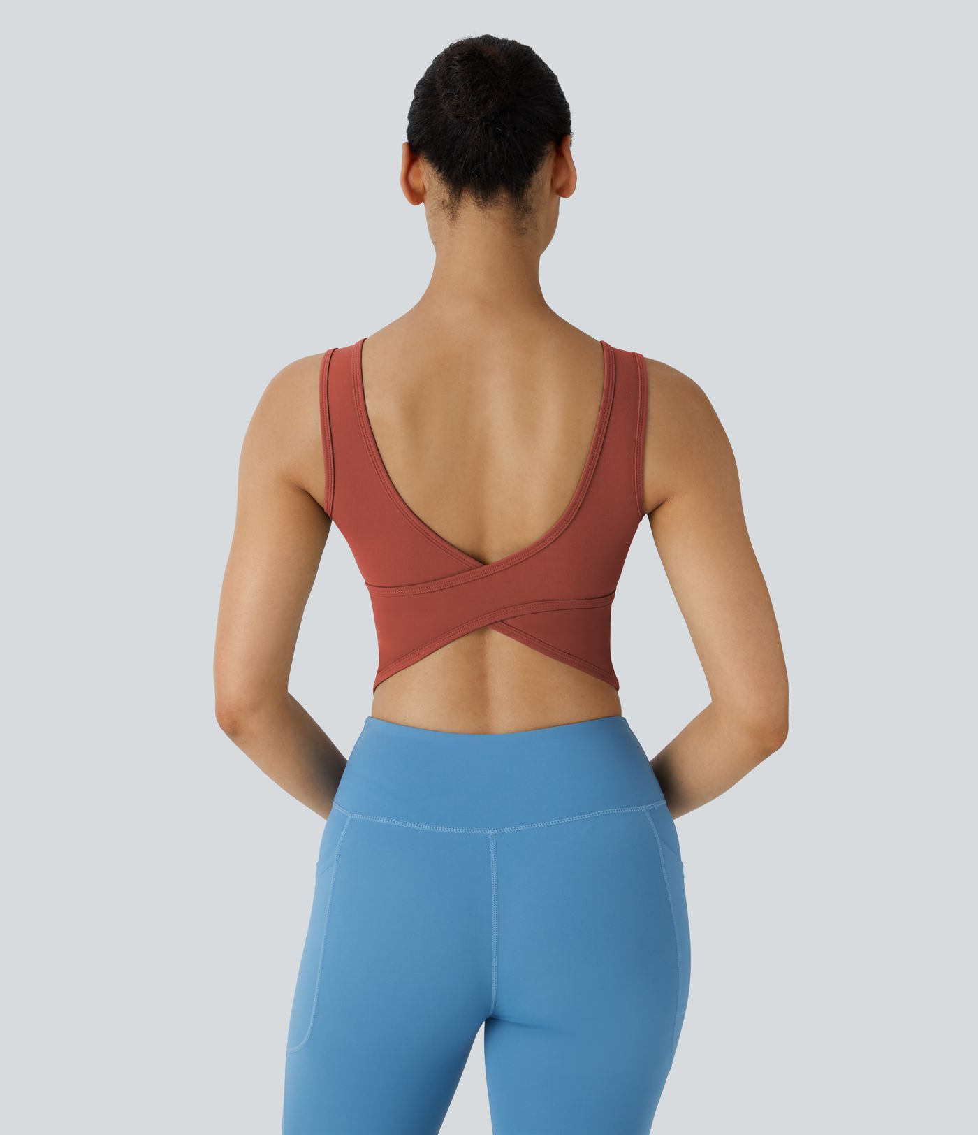 Rückenfreies Crossover-Tanz-Tanktop mit U-Ausschnitt - A-C Cups