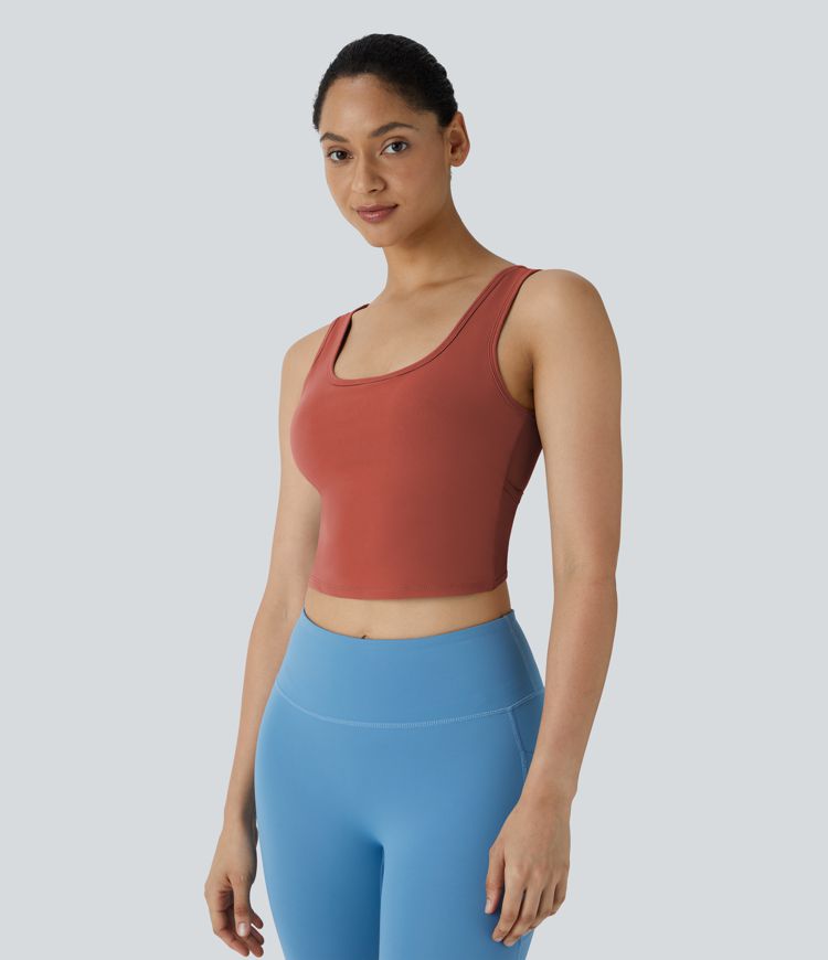 Rückenfreies Crossover-Tanz-Tanktop mit U-Ausschnitt - A-C Cups