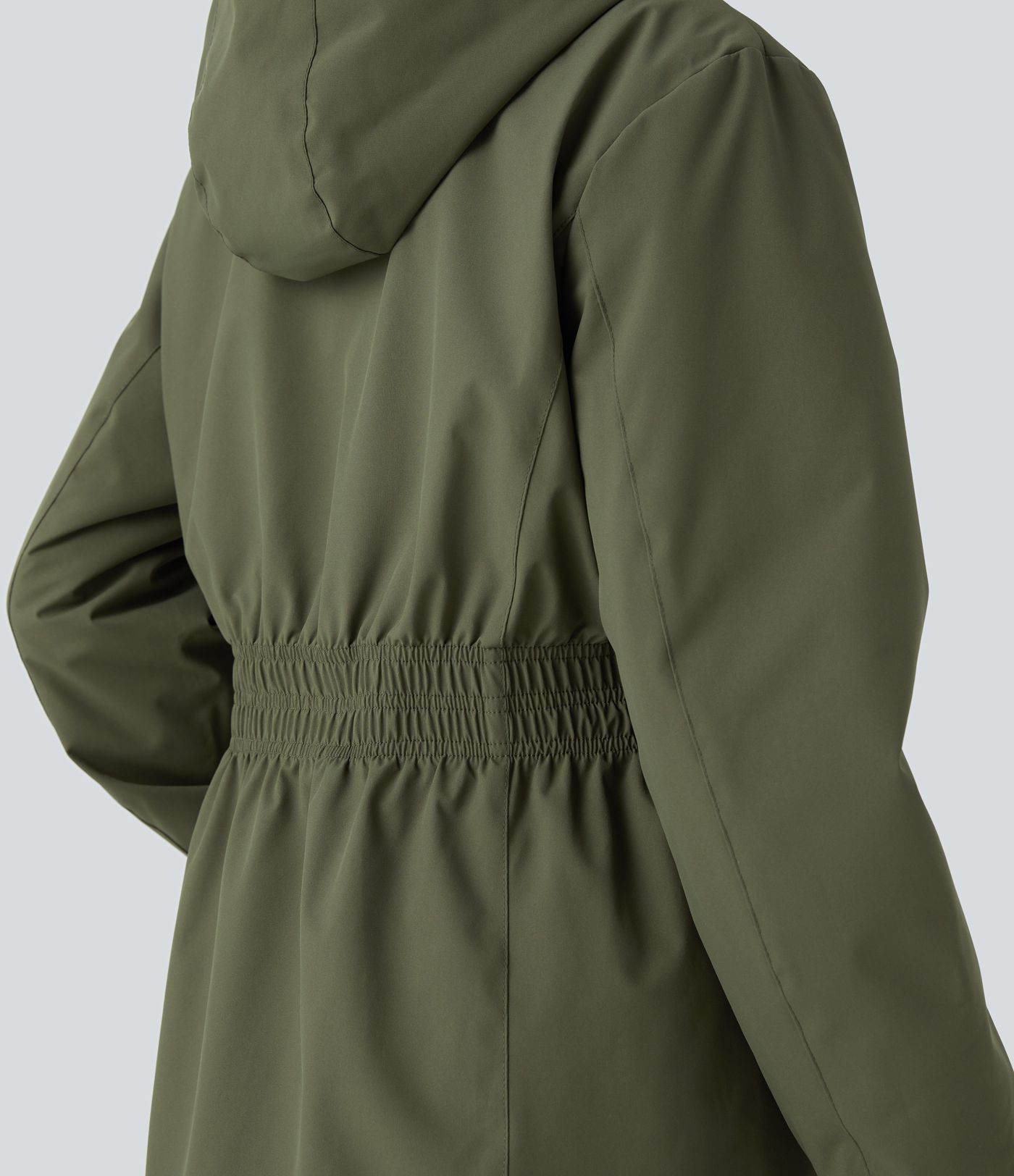 Veste longue de randonnée en polaire avec capuche amovible et col montant