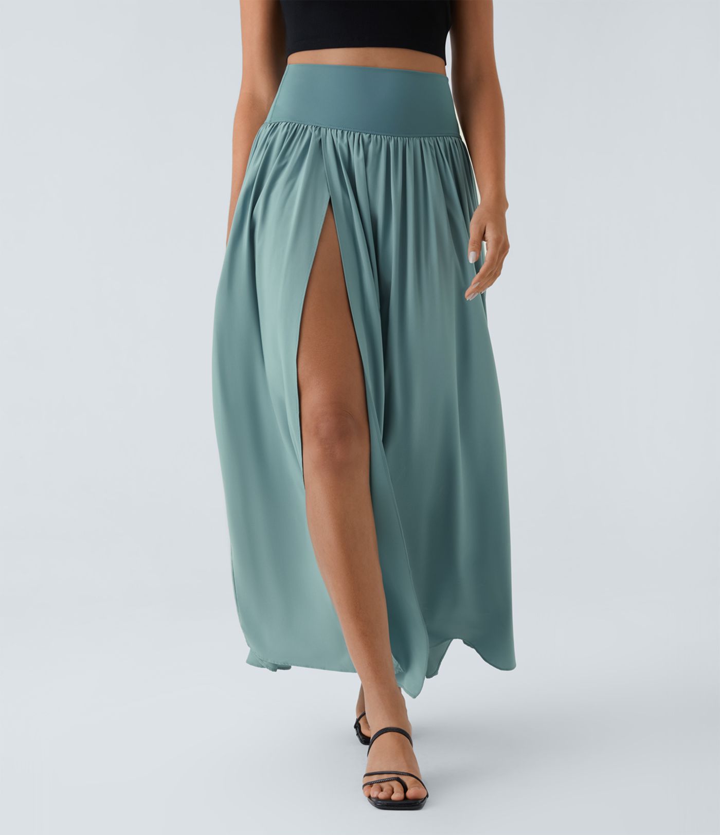 Breezeful™ Jupe Taille Haute Casual Maxi Séchage Rapide Fluide Fente Plissée 2 en 1