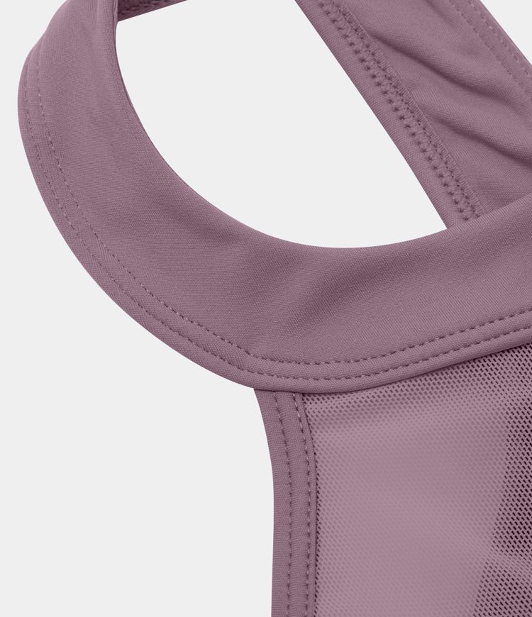Softlyzero™ Airy Soutien Gorge Sport Toucher Frais Dos Nu Avec Maille Contrastante Encolure à Bretelles - UPF50+