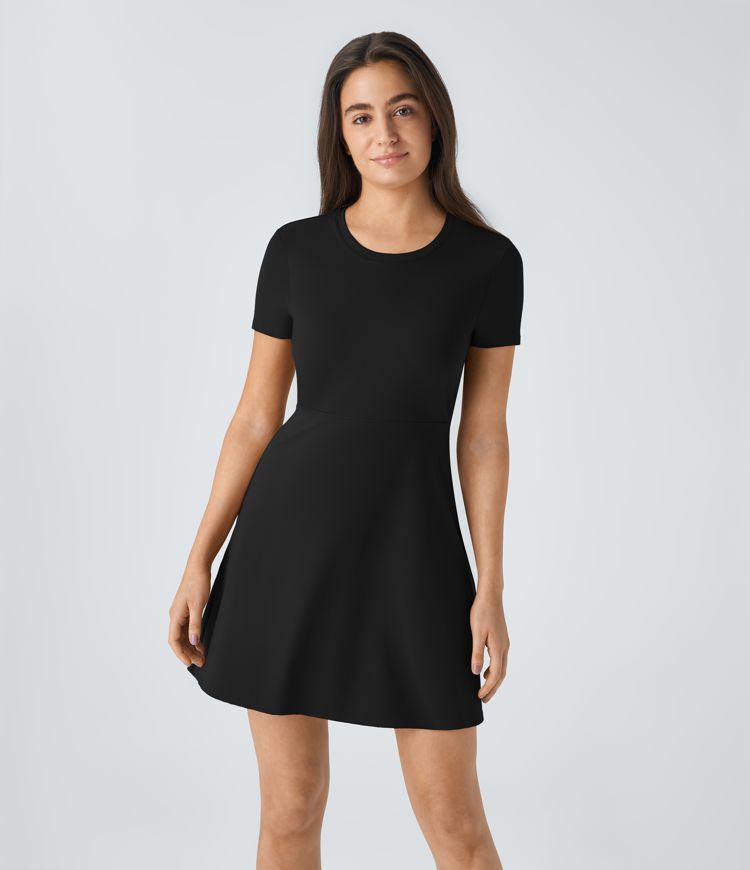 Backless Twisted Cut Out Flare Mini Dance Active Dress