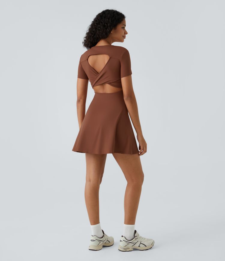 Robe de sport danse mini évasée à découpes A-C