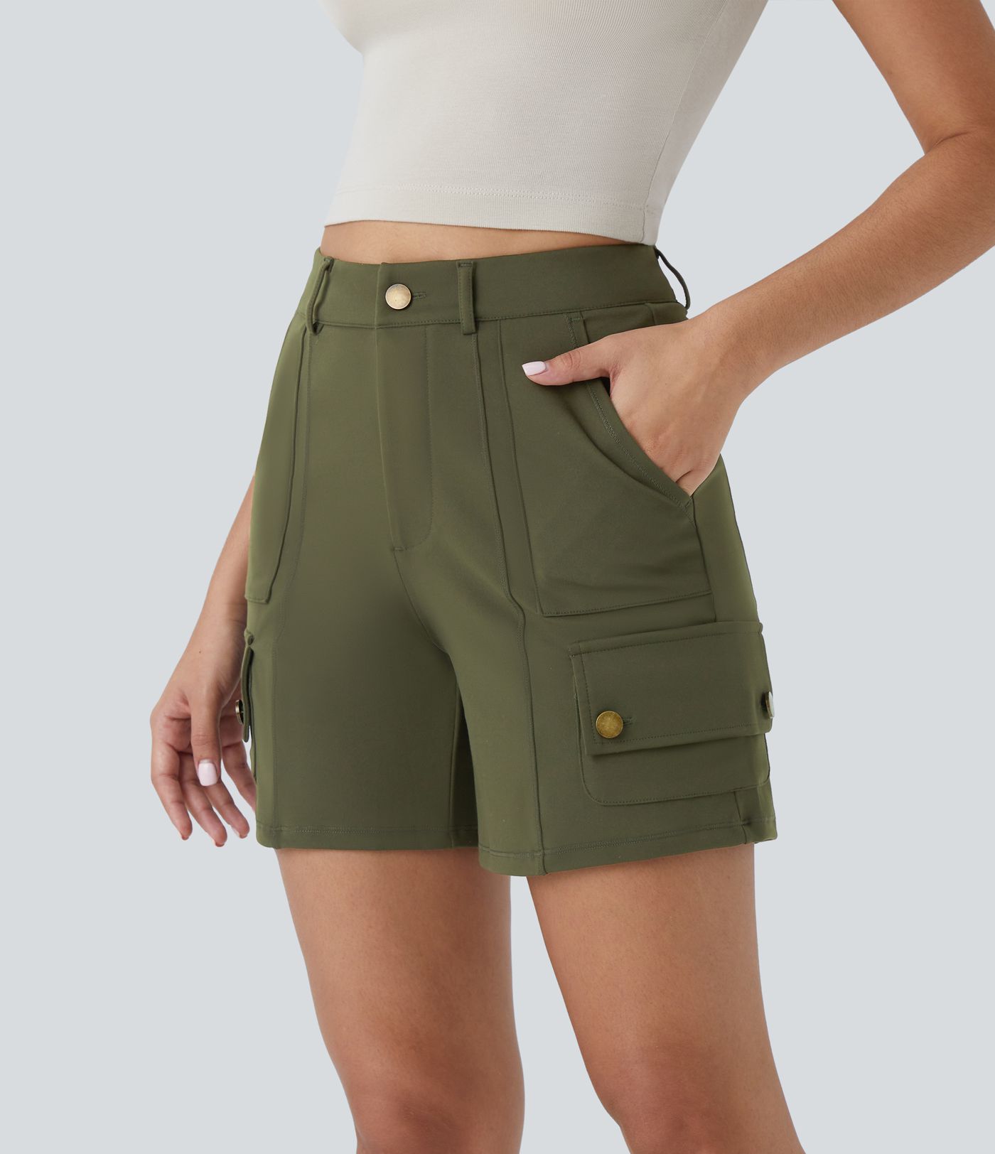 DayStretch High Waisted Zipper Pockets Cargo Shorts