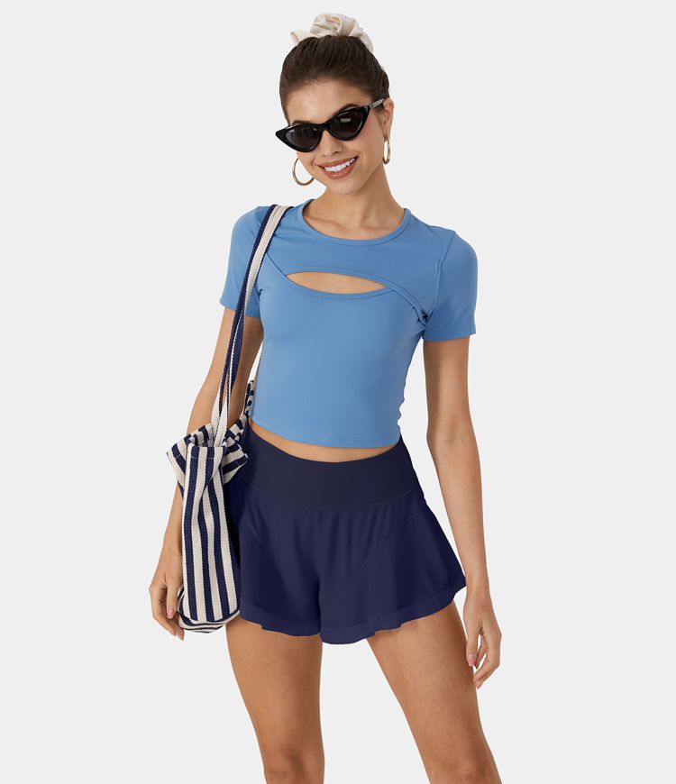 Women’s Everyday Breezeful™ High Waisted Contrast Mesh Ruffle Hem Quick