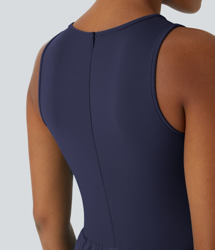 Breezeful™ Zipper Sleeveless Pocket Contrast Quick Dry Jumpsuit