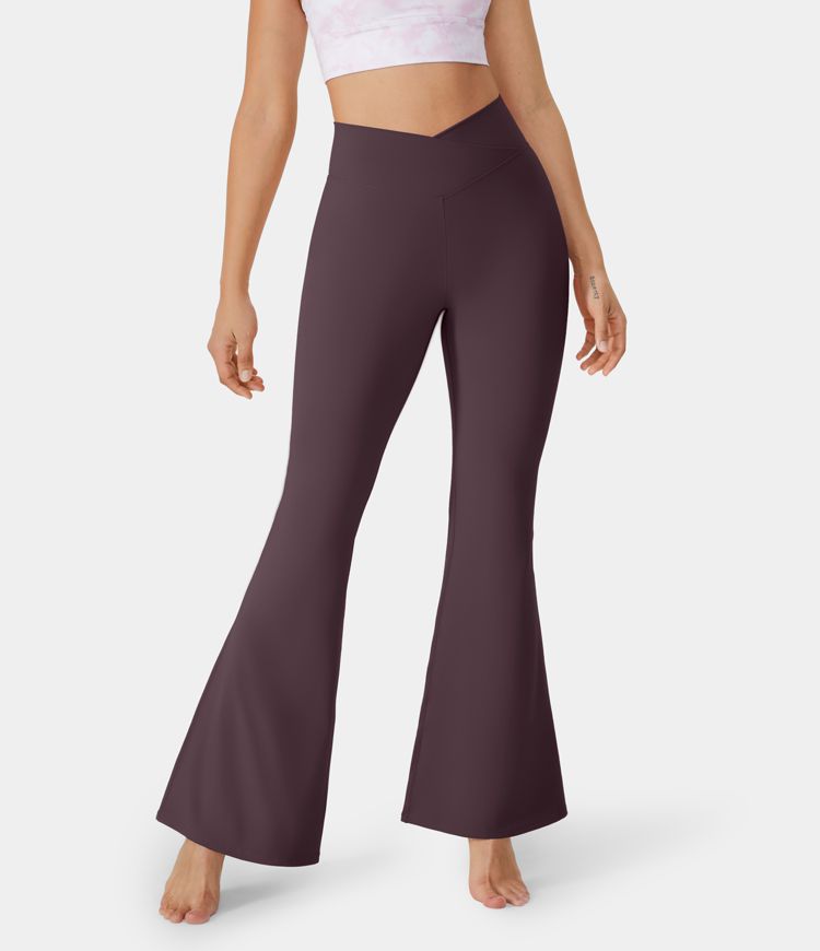 Softlyzero™ Thermal Crossover High Waisted Back Pocket Super Flare Leggings