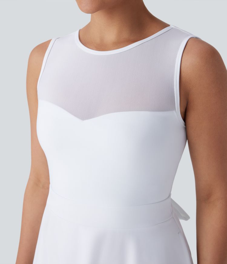 Softlyzero™ Airy Backless Contrast Mesh Tie Back Side Pocket  Bridesmaid and Wedding Guest Dress-UPF50+