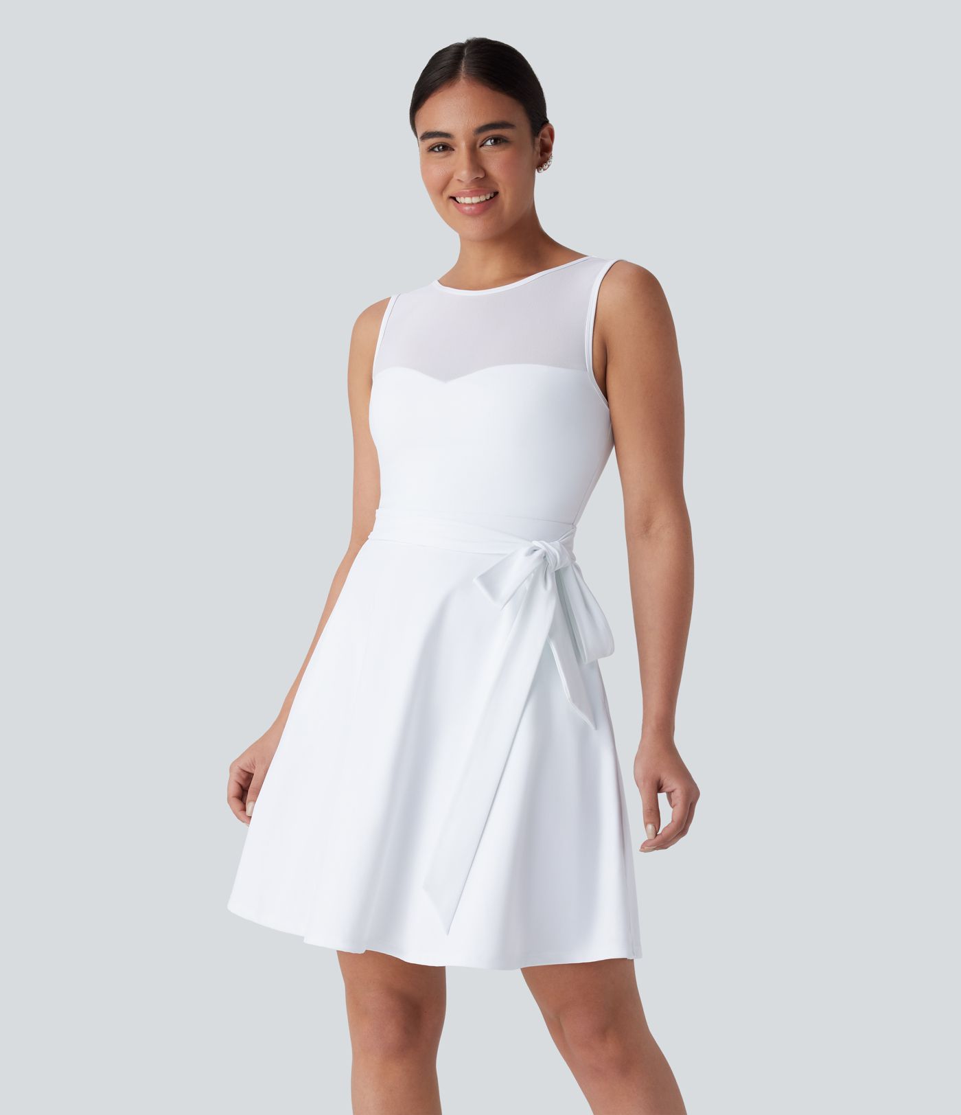 Softlyzero™ Airy Backless Contrast Mesh Tie Back Side Pocket  Bridesmaid and Wedding Guest Dress-UPF50+