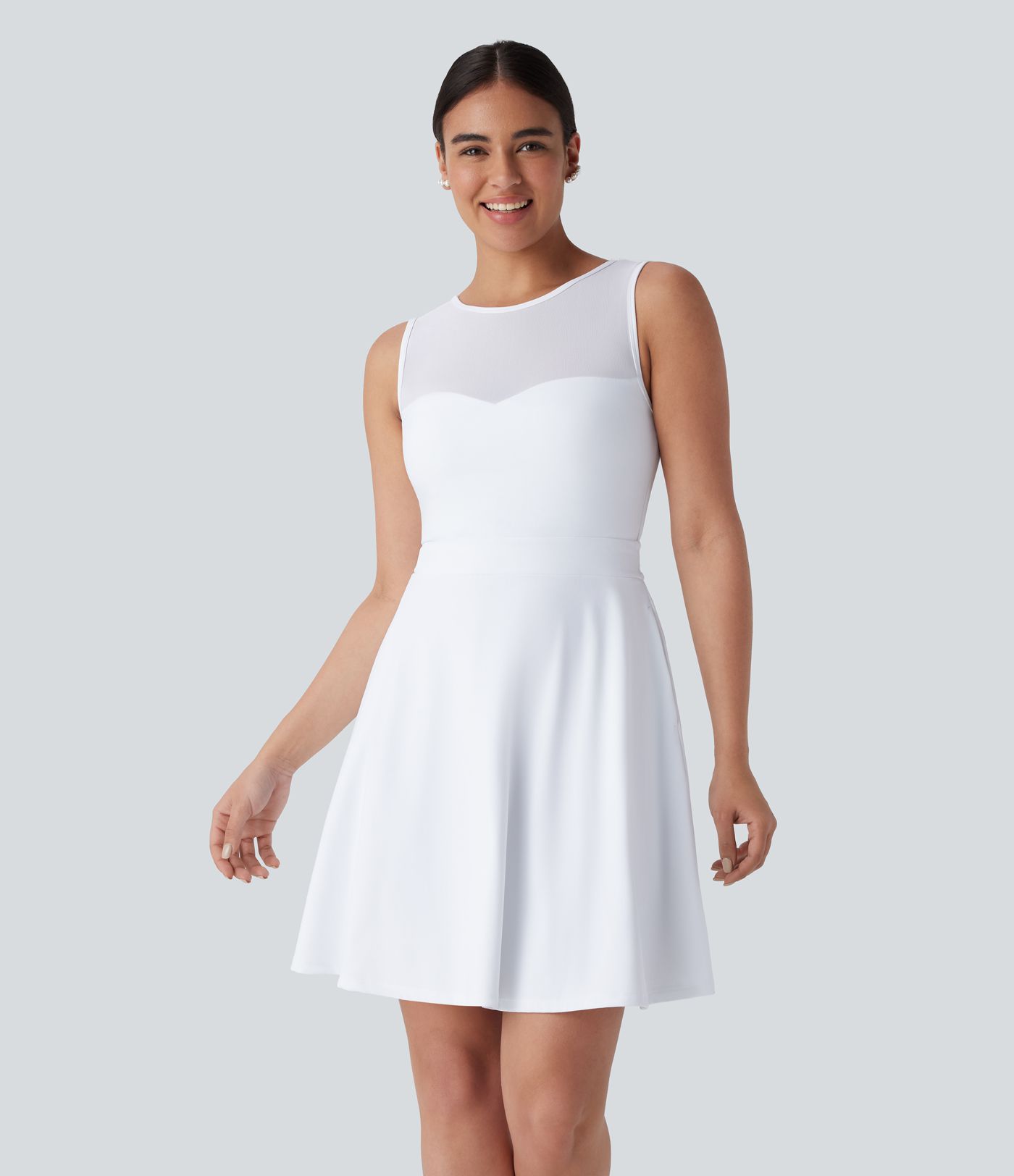 Softlyzero™ Airy Backless Contrast Mesh Tie Back Side Pocket  Bridesmaid and Wedding Guest Dress-UPF50+