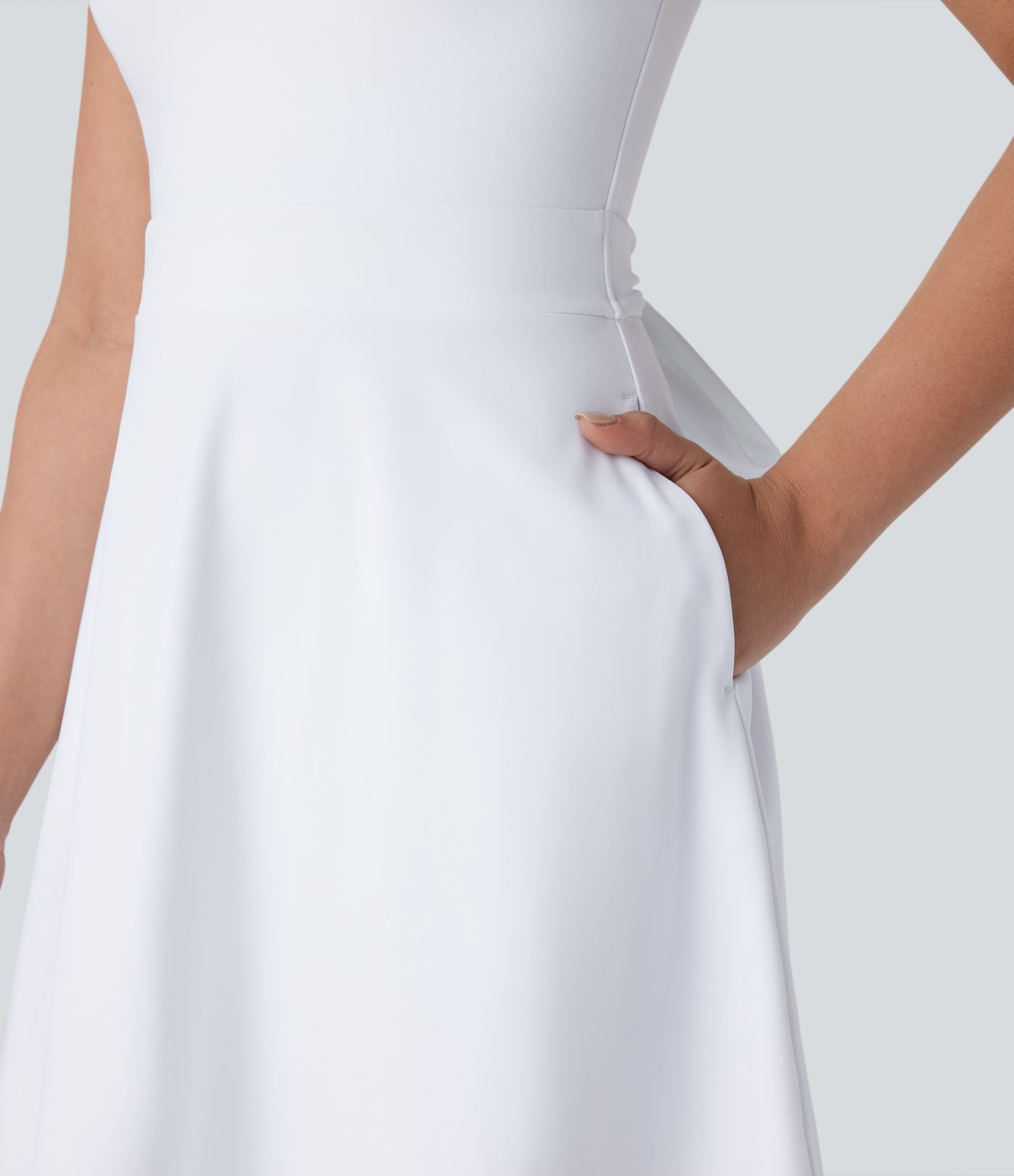 Softlyzero™ Airy Backless Contrast Mesh Tie Back Side Pocket  Bridesmaid and Wedding Guest Dress-UPF50+