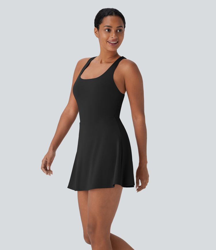 Softlyzero™ QuickDry Crisscross Backless 2-in-1 Side Pocket Mini Slip Pickleball Active Dress