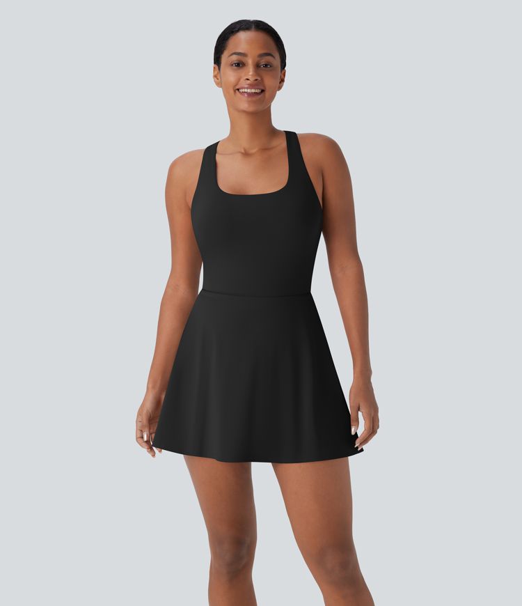 Softlyzero™ QuickDry Crisscross Backless 2-in-1 Side Pocket Mini Slip Pickleball Active Dress
