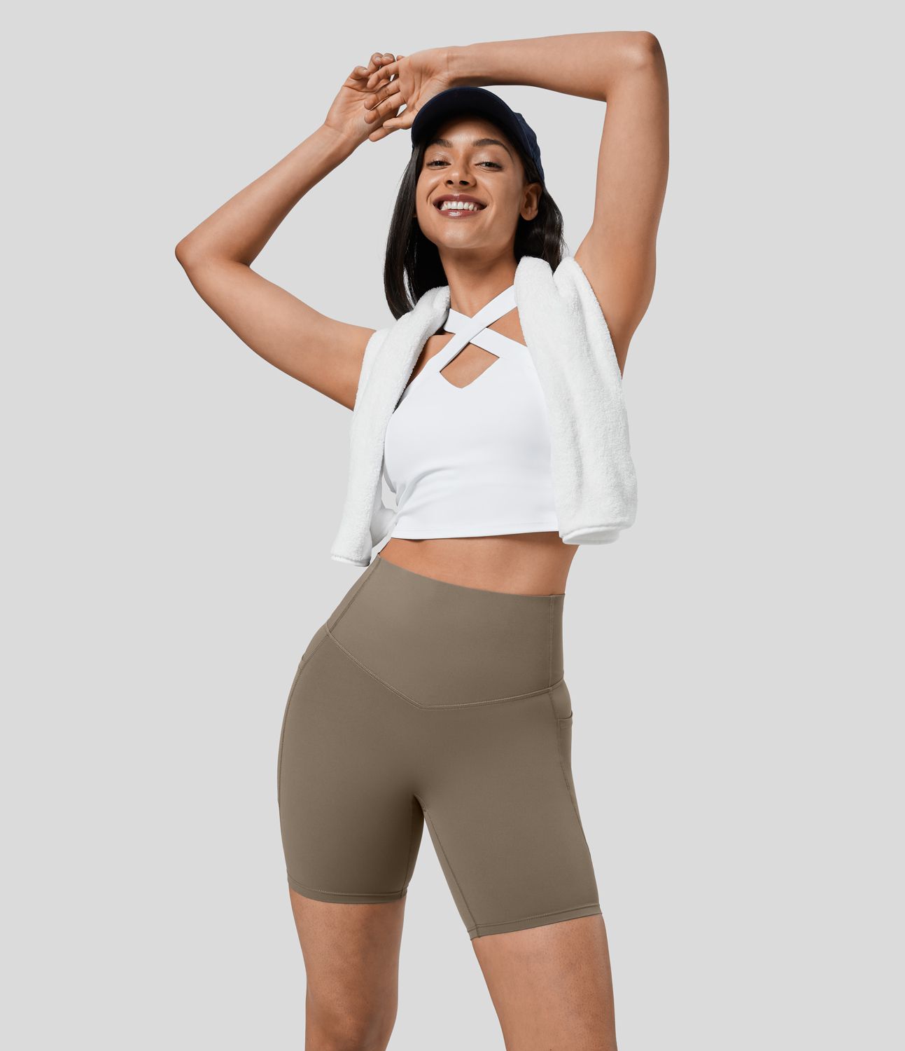 SoCinched high waist tummy control side pocket shaping training biker 7/8 leggings